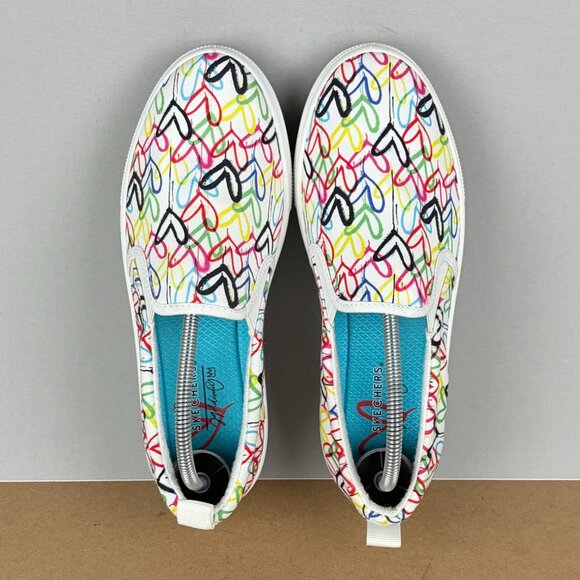 Skechers J Goldcrown Poppy Drippin Love Slip On Sneakers Womens 7 White Multi - Picture 10 of 11
